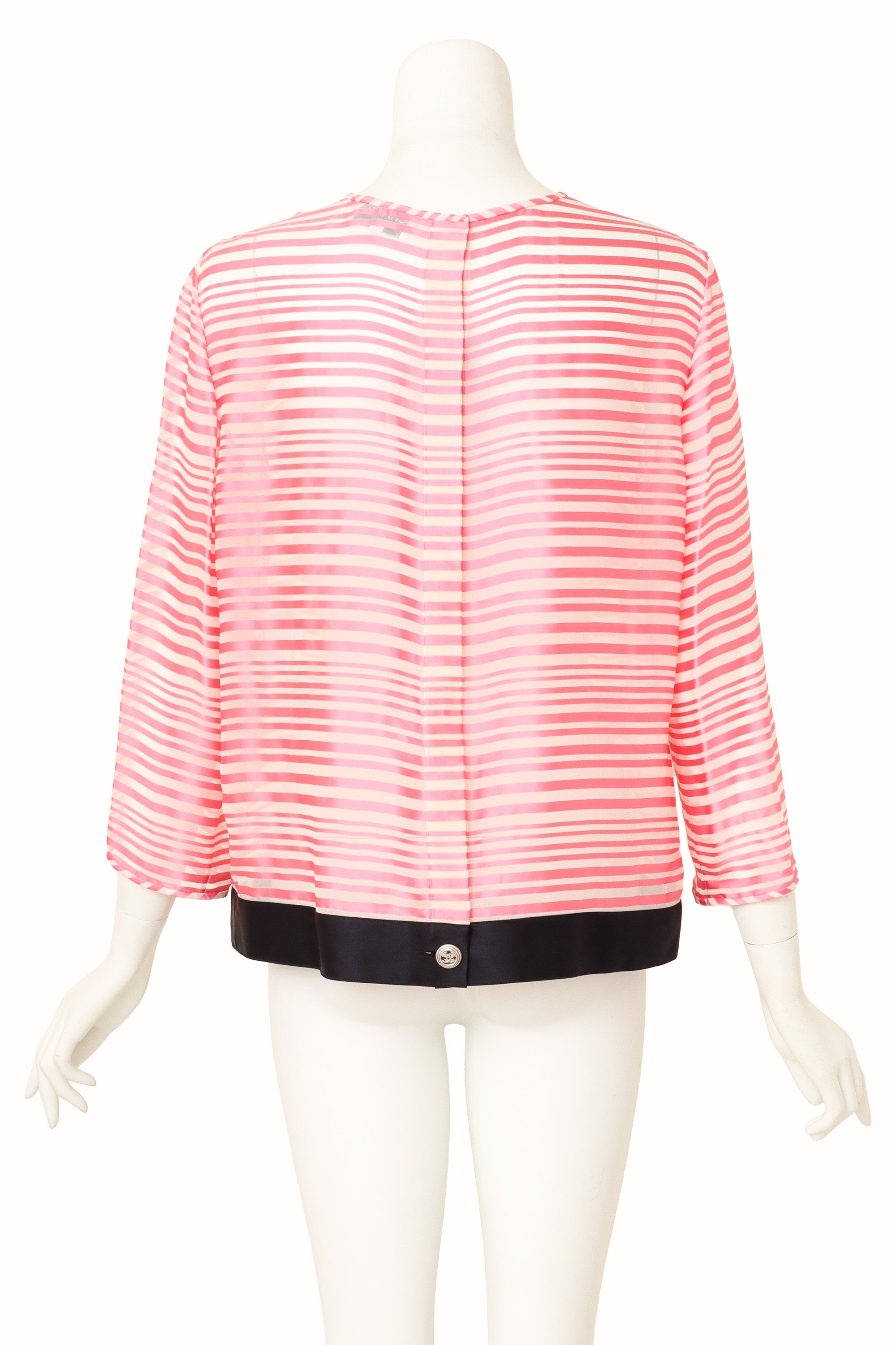 stripe silk top by Chanel on mannequin back @ Recess LA