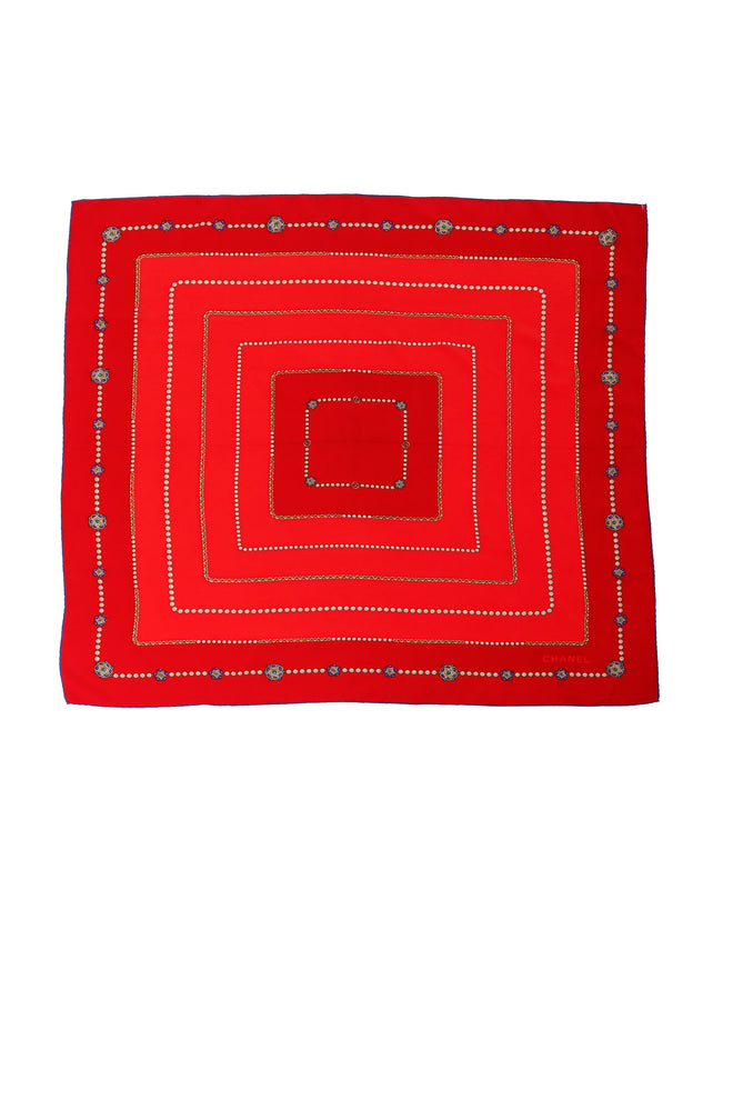 Vintage Chanel Pearl Cabochon Trim Scarf @ Recess LA