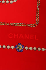 Vintage Chanel Pearl Cabochon Trim Scarf logo @ Recess LA