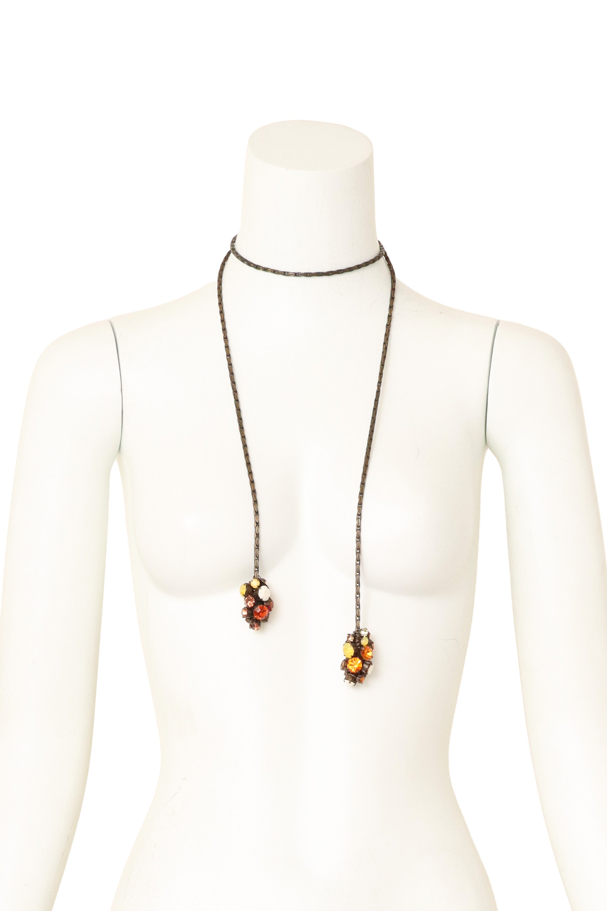 cluster lariat necklace by Daniel Swarovski on mannequin neck @ Recess LA