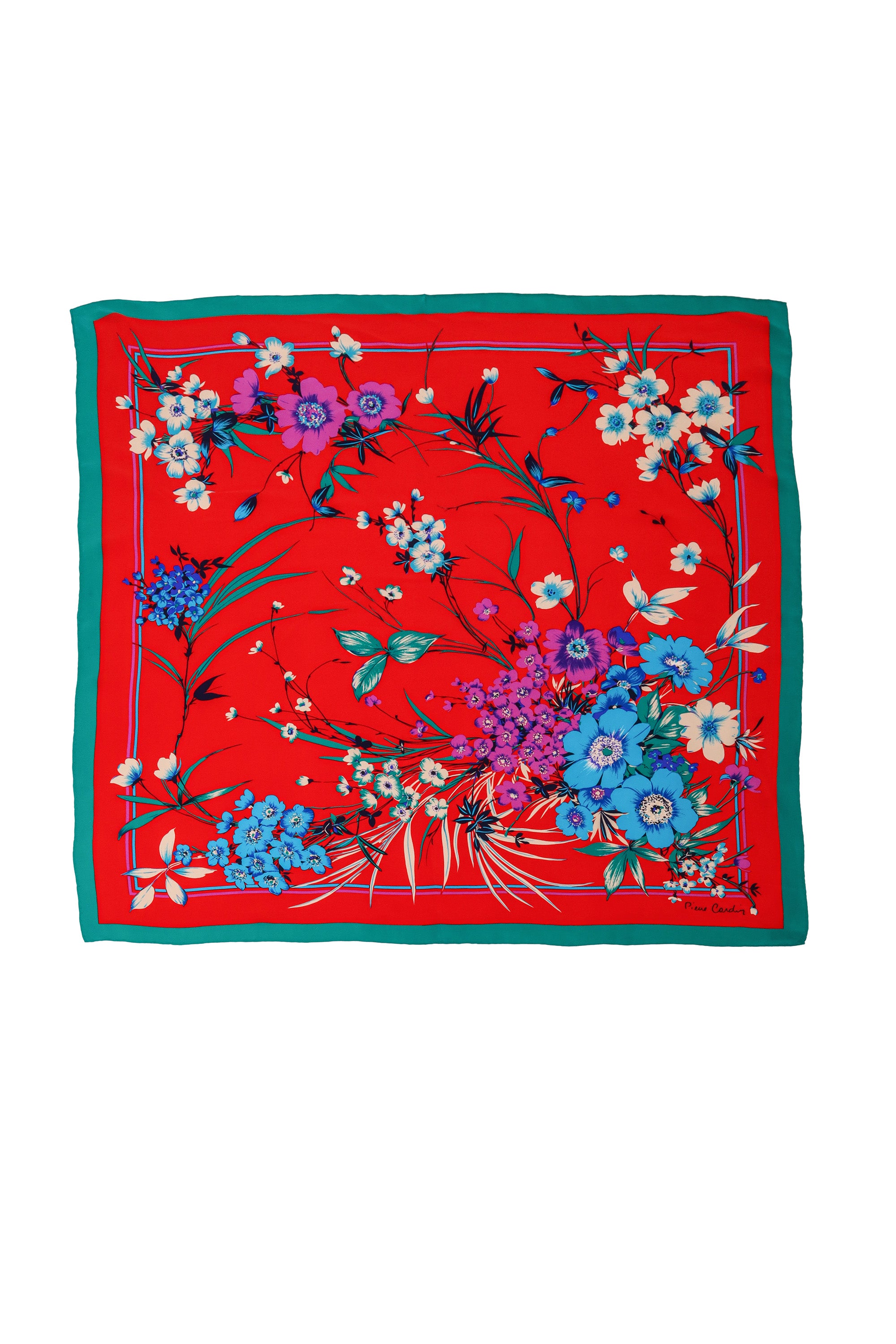 Vintage Pierre Cardin Floral Stripe Border Scarf @ Recess LA