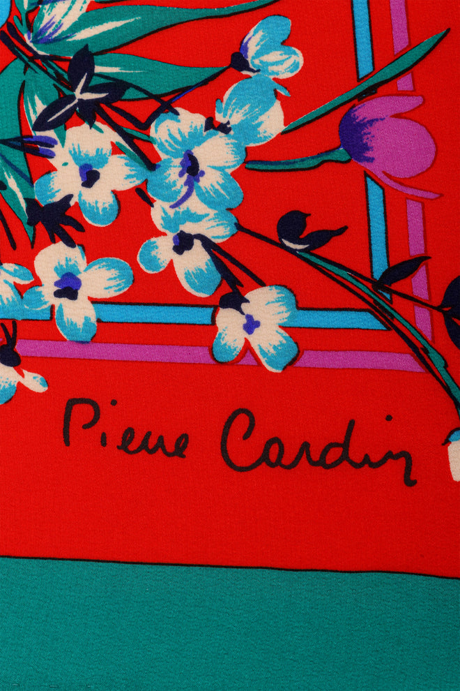 Vintage Pierre Cardin Floral Stripe Border Scarf logo @ Recess LA