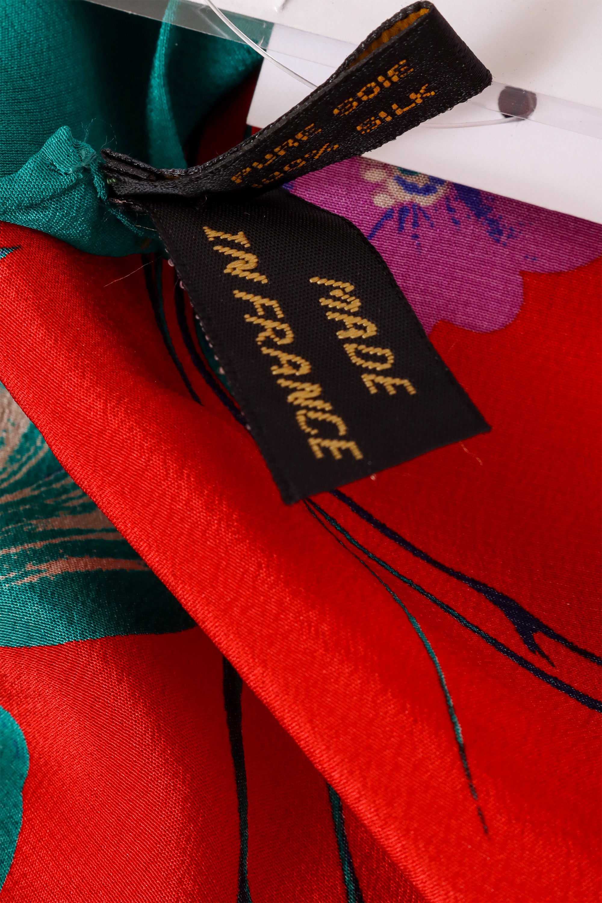 Vintage Pierre Cardin Floral Stripe Border Scarf label @ Recess LA