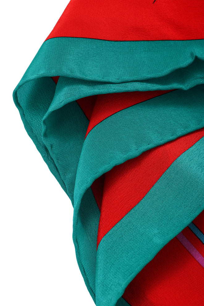 Vintage Pierre Cardin Floral Stripe Border Scarf edges @ Recess LA