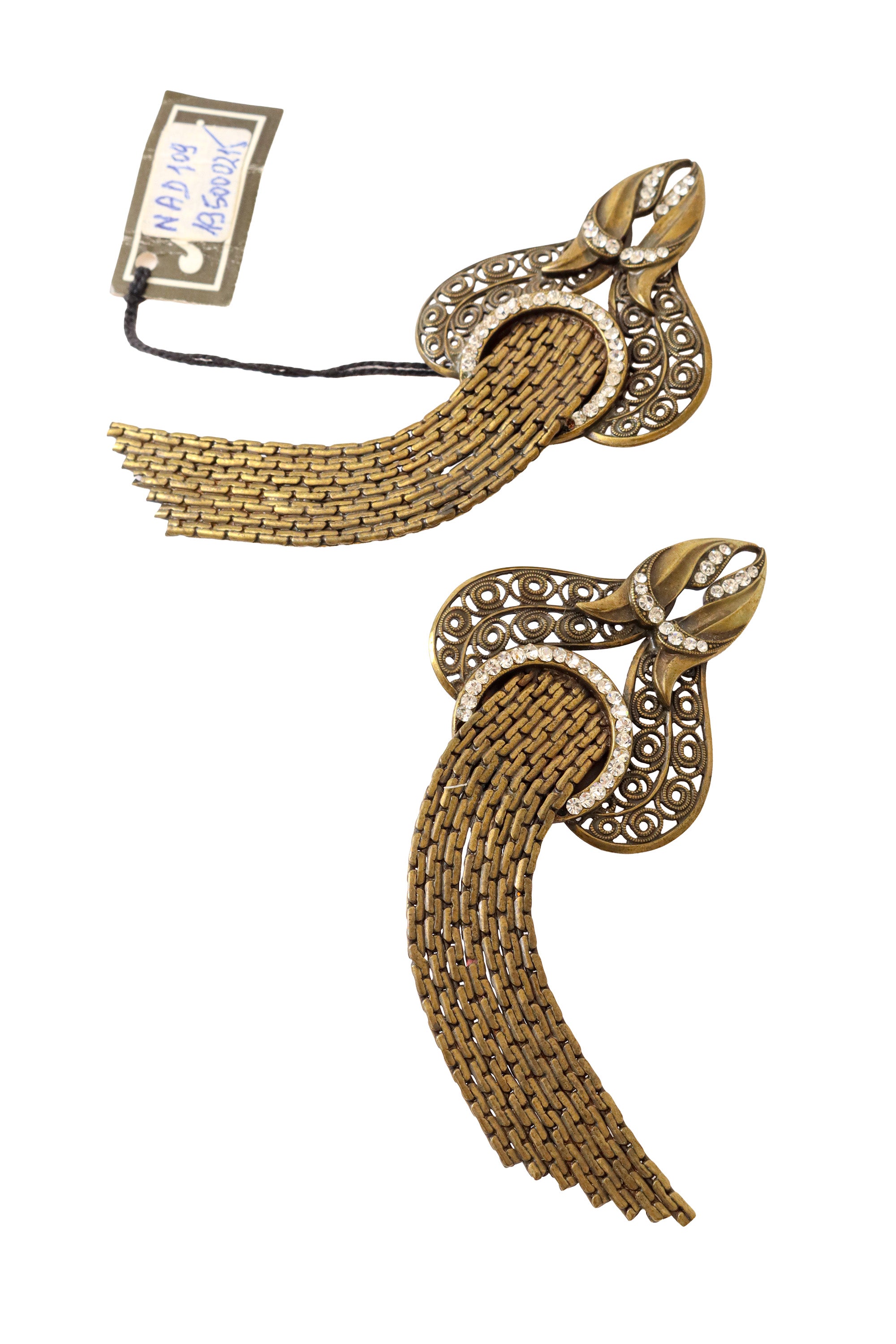 Swoop Avian Filigree Crystal Earrings up close @ Recess LA 