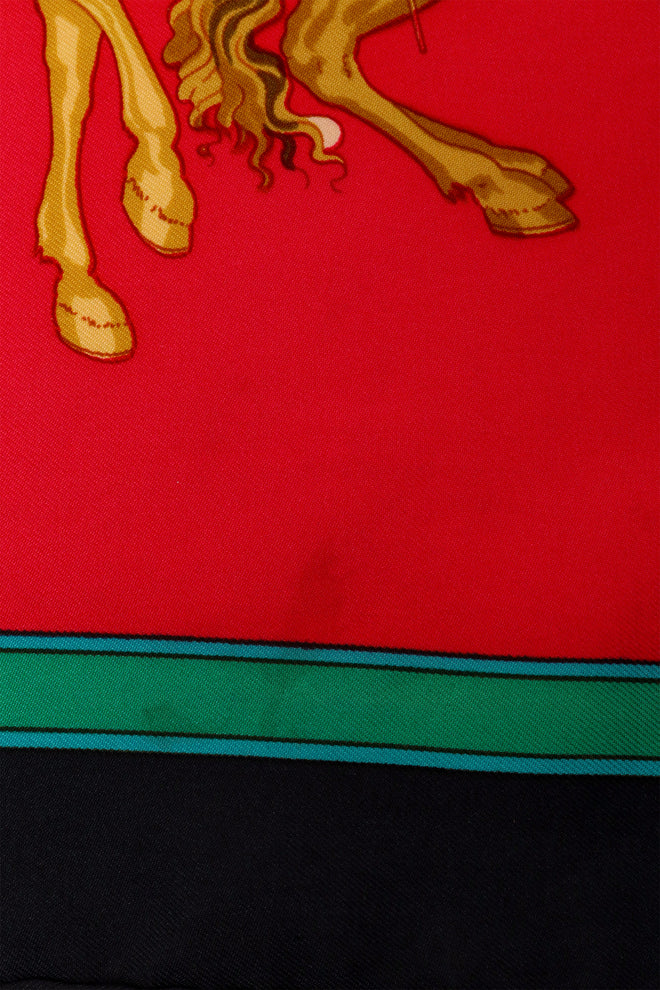 Vintage Hermes Carousel Riders Scarf hem stain @ Recess LA