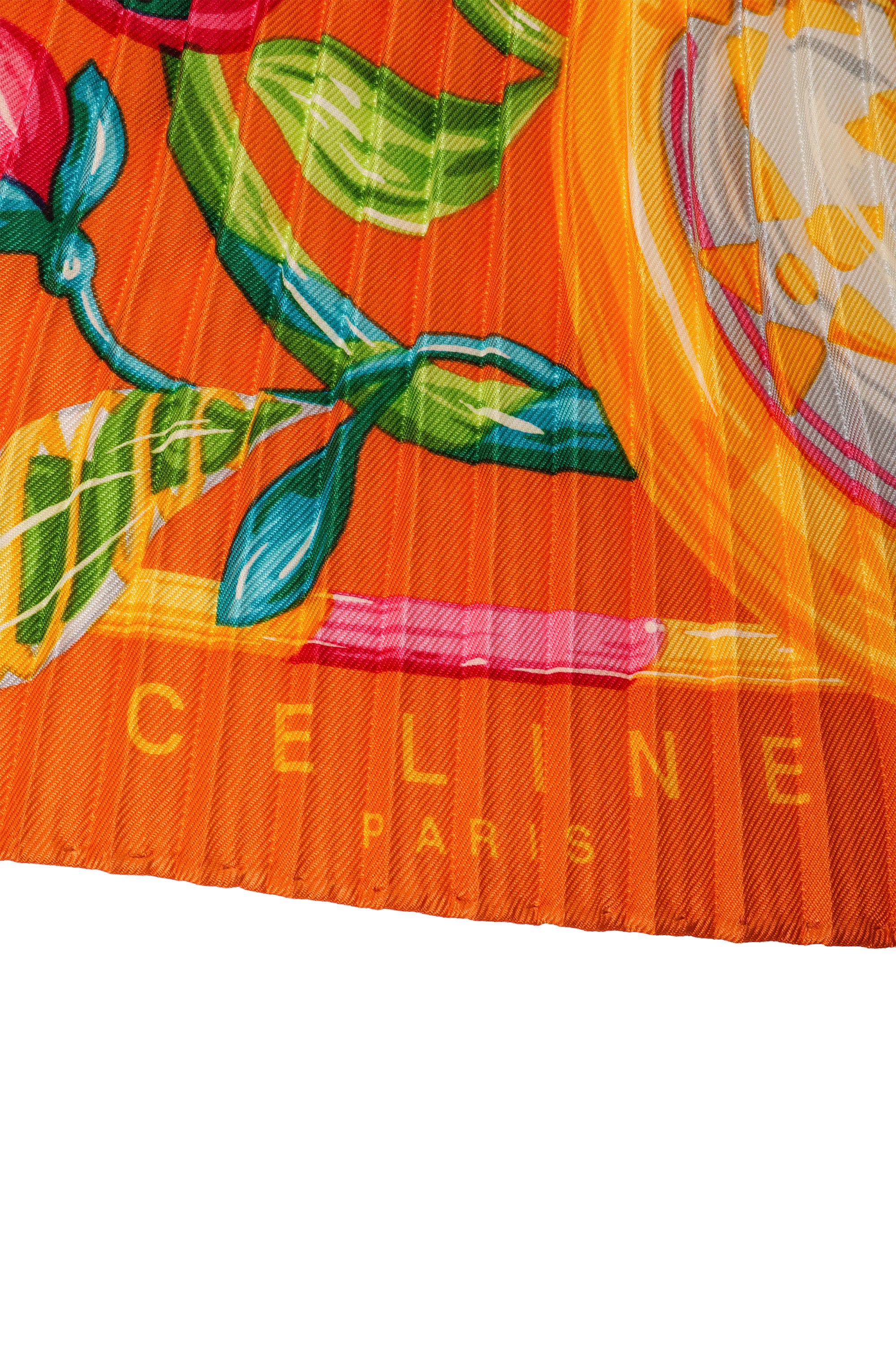 Vintage Celine Pleated Floral Scarf logo @ Recess LA