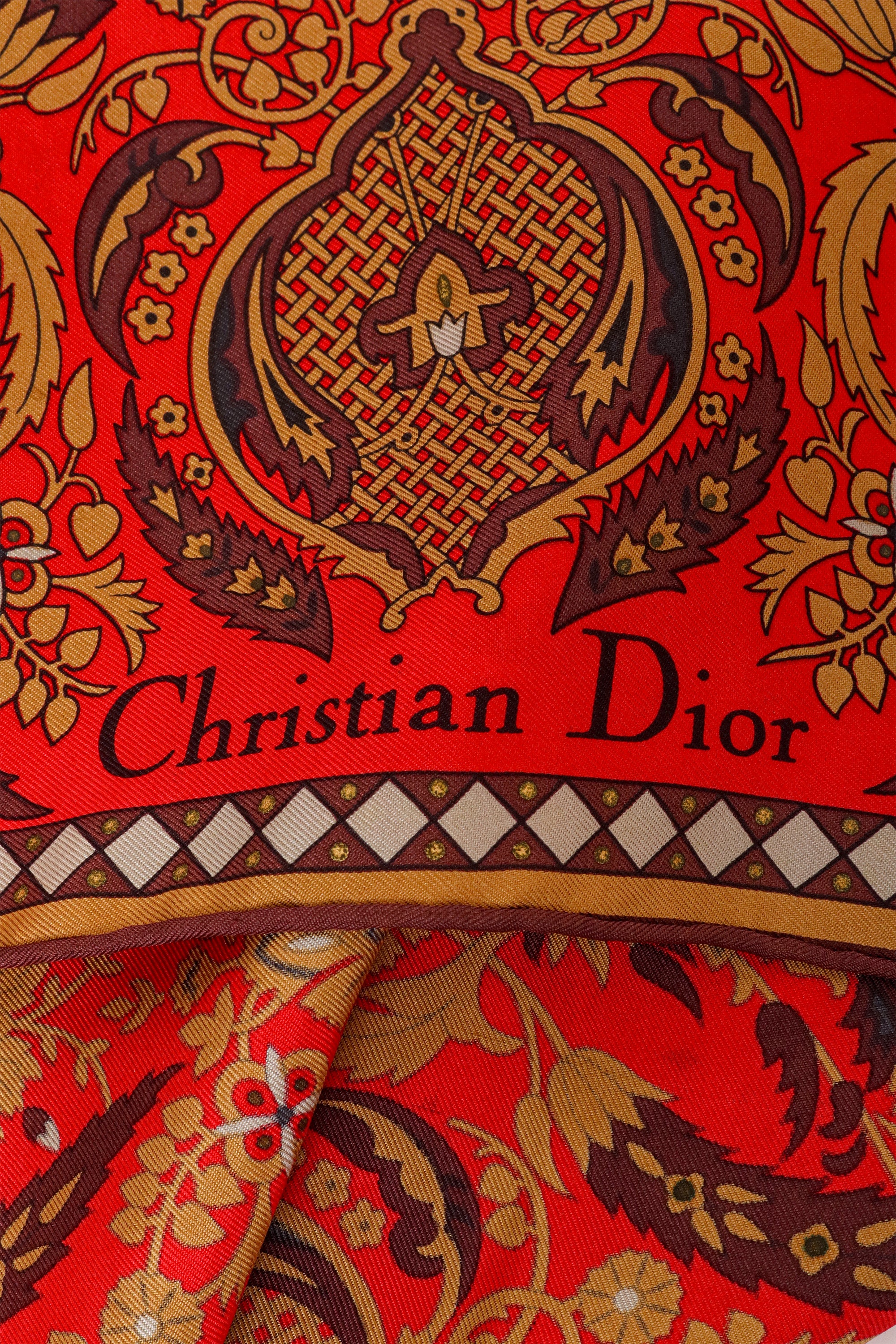 Vintage Christian Dior Petite Paisley Motif Scarf logo @ Recess LA