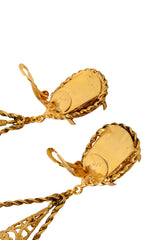 Filigree Pearl Drop Pendulum Bow Earrings clips and signature @ Recess LA 