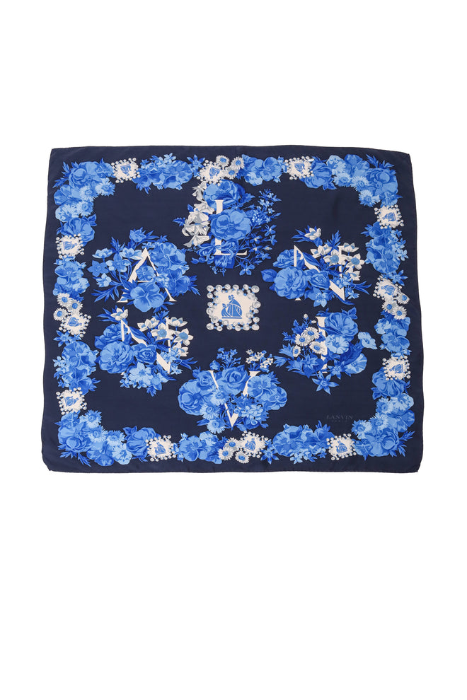 Vintage Lanvin Blue Floral Pearl Scarf @ Recess LA
