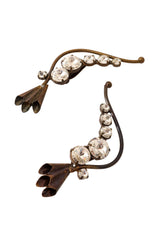Bronze flower cuff crystal earrings by Nadir up close @ Recess LA 