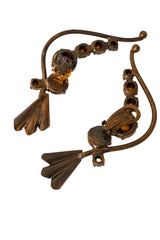 Bronze flower cuff crystal earrings by Nadir on mannequin clips open  @ Recess LA 