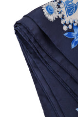 Vintage Lanvin Blue Floral Pearl Scarf edges @ Recess LA