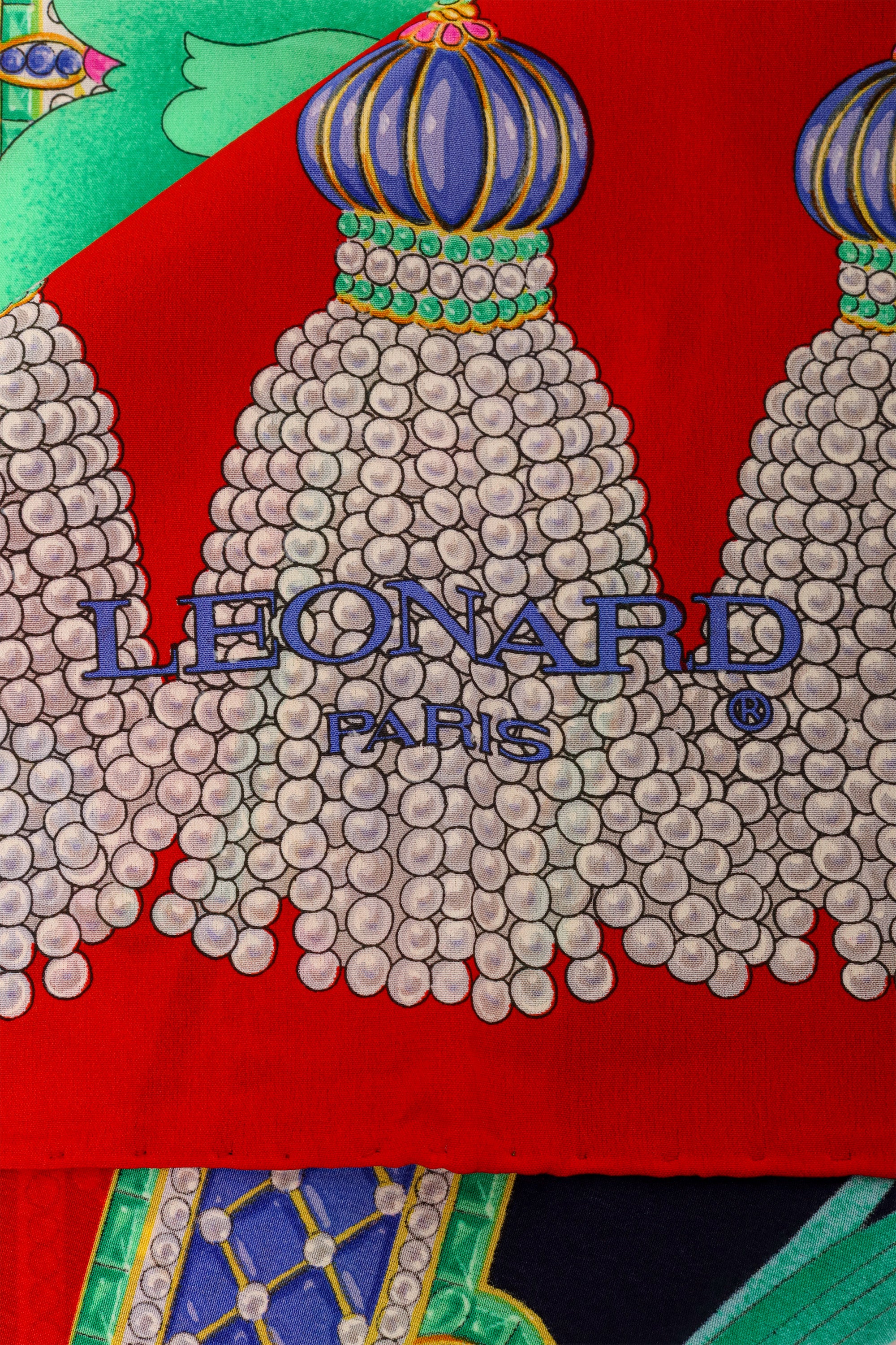 Vintage Leonard Floral Pearl Tassel Scarf logo @ Recess LA