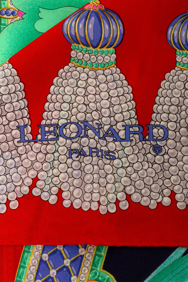 Vintage Leonard Floral Pearl Tassel Scarf logo @ Recess LA