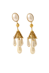 Filigree quad pearl drop chandelier earrings by Nadir @ Recess LA 