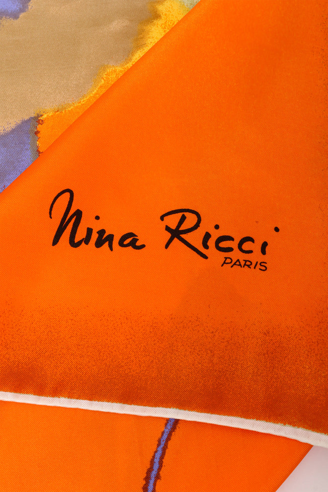 Vintage Nina Ricci Watercolor Flower Scarf signature @ Recess LA
