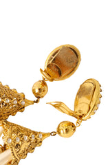 Filigree quad pearl drop chandelier earrings by Nadir signature and clips @ Recess LA 