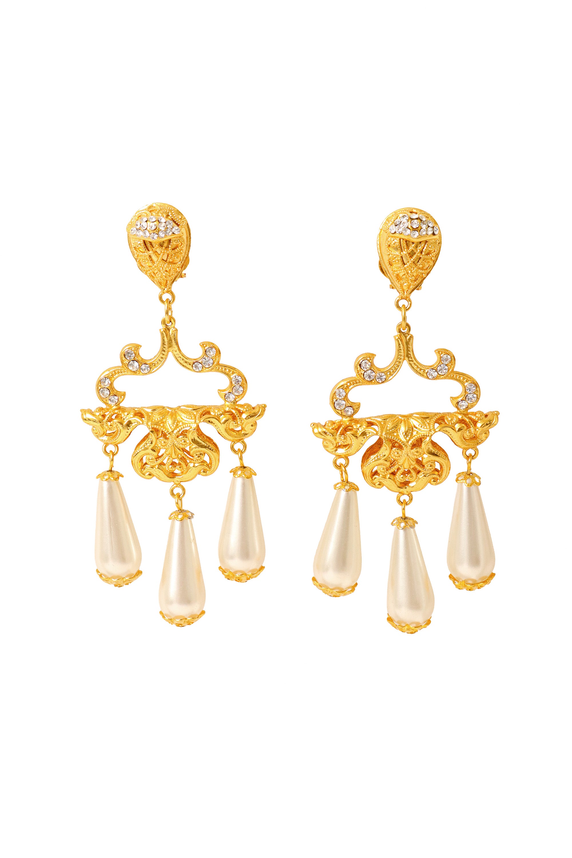 three pearl earrings by Nadir @ Recess LA