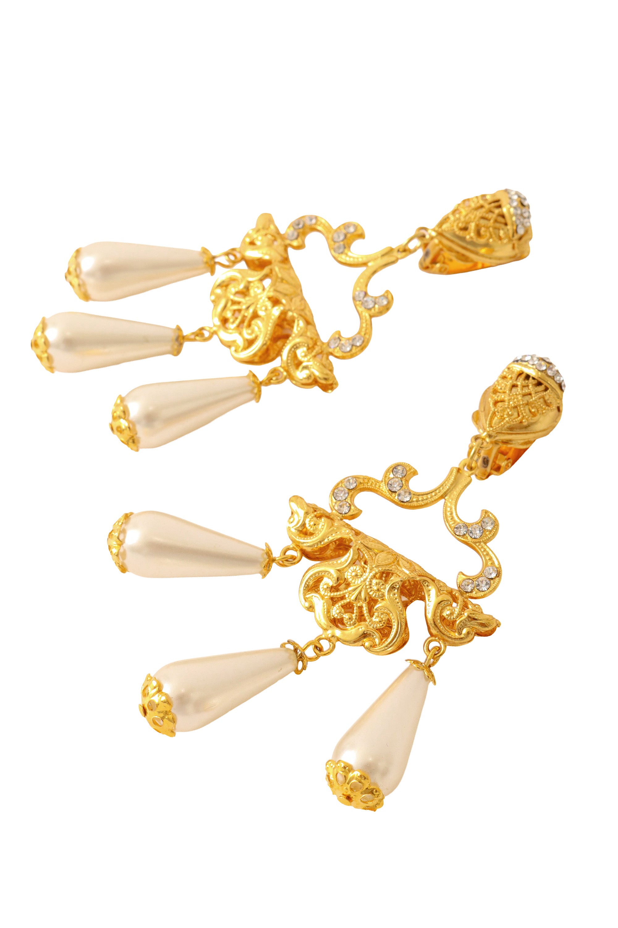 three pearl earrings by Nadir close @ Recess LA