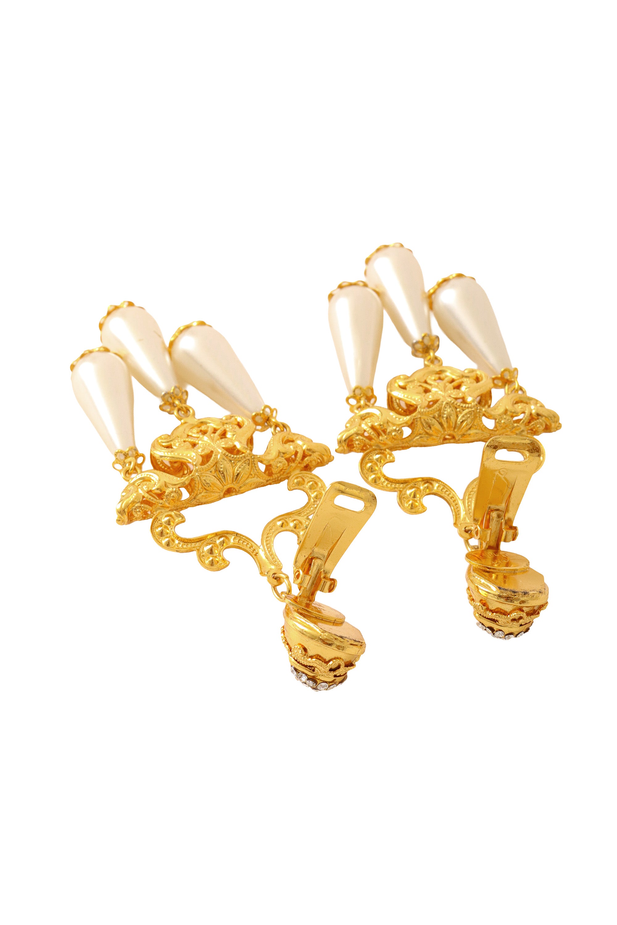 three pearl earrings by Nadir backs open @ Recess LA