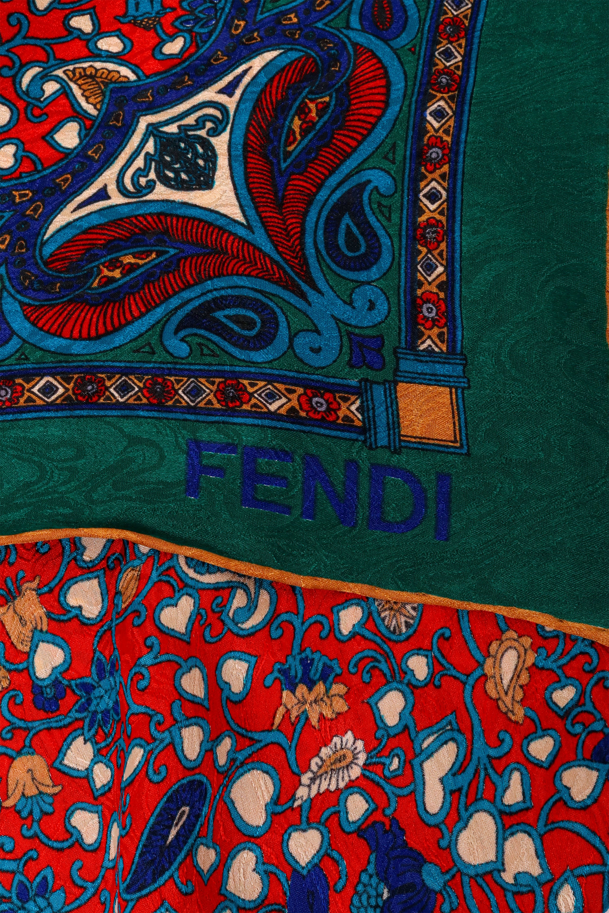 Vintage Fendi Heart Paisley Scarf logo @ Recess LA