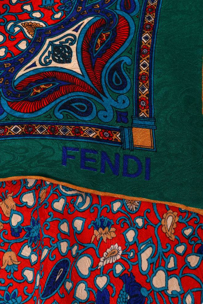 Vintage Fendi Heart Paisley Scarf logo @ Recess LA