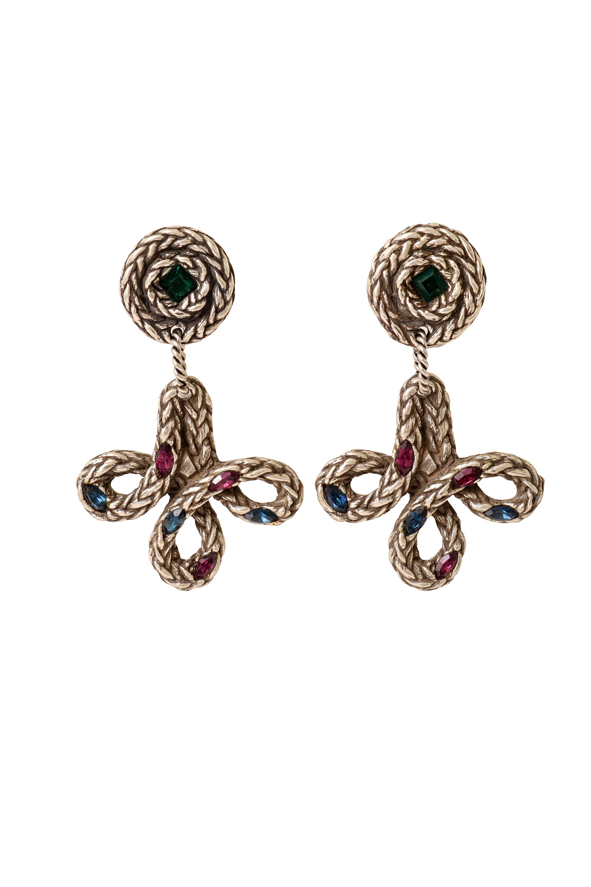 Green Top rope cross earrings by F Volle @ Recess LA