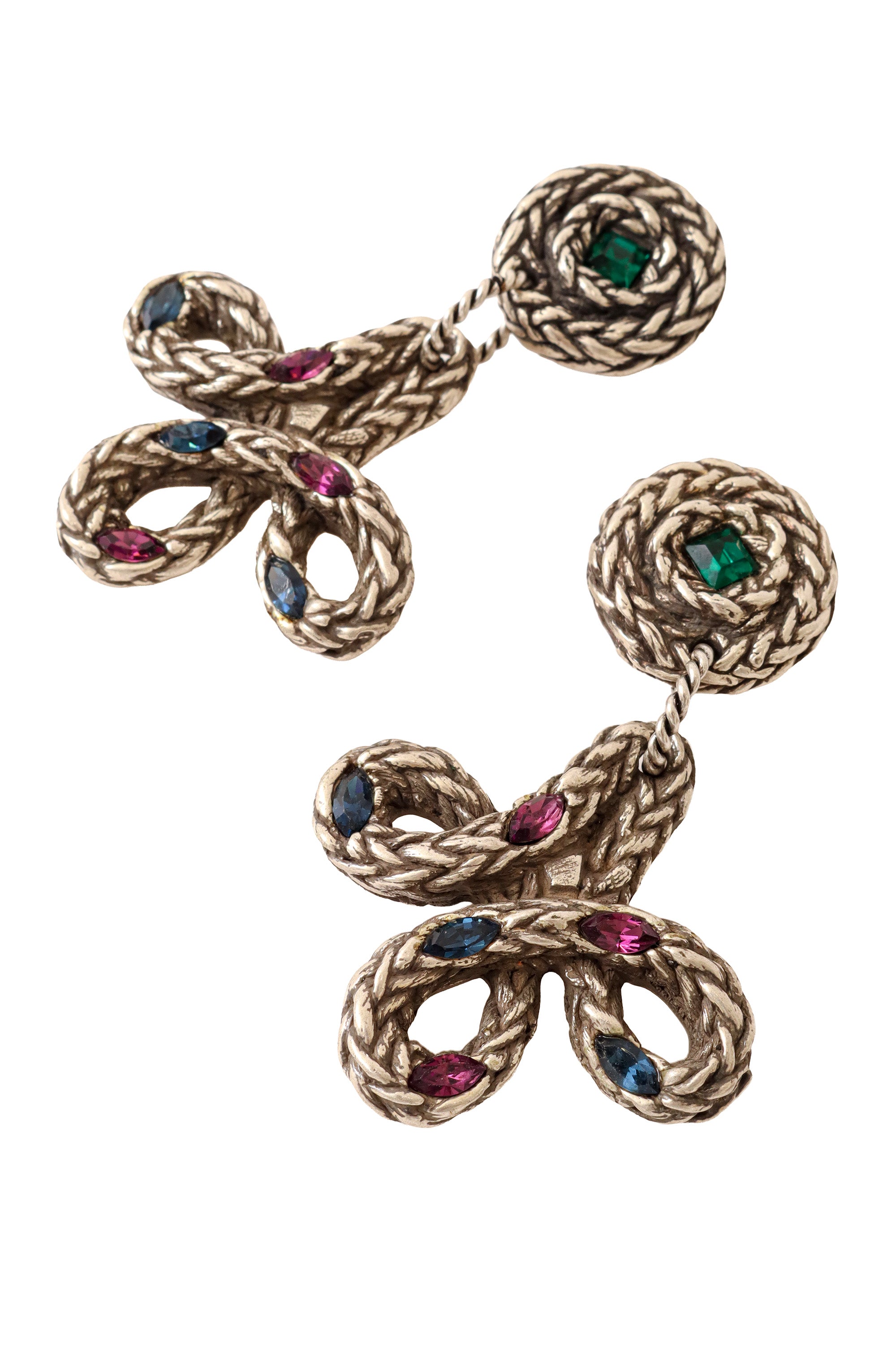 Green Top rope cross earrings by F Volle close @ Recess LA