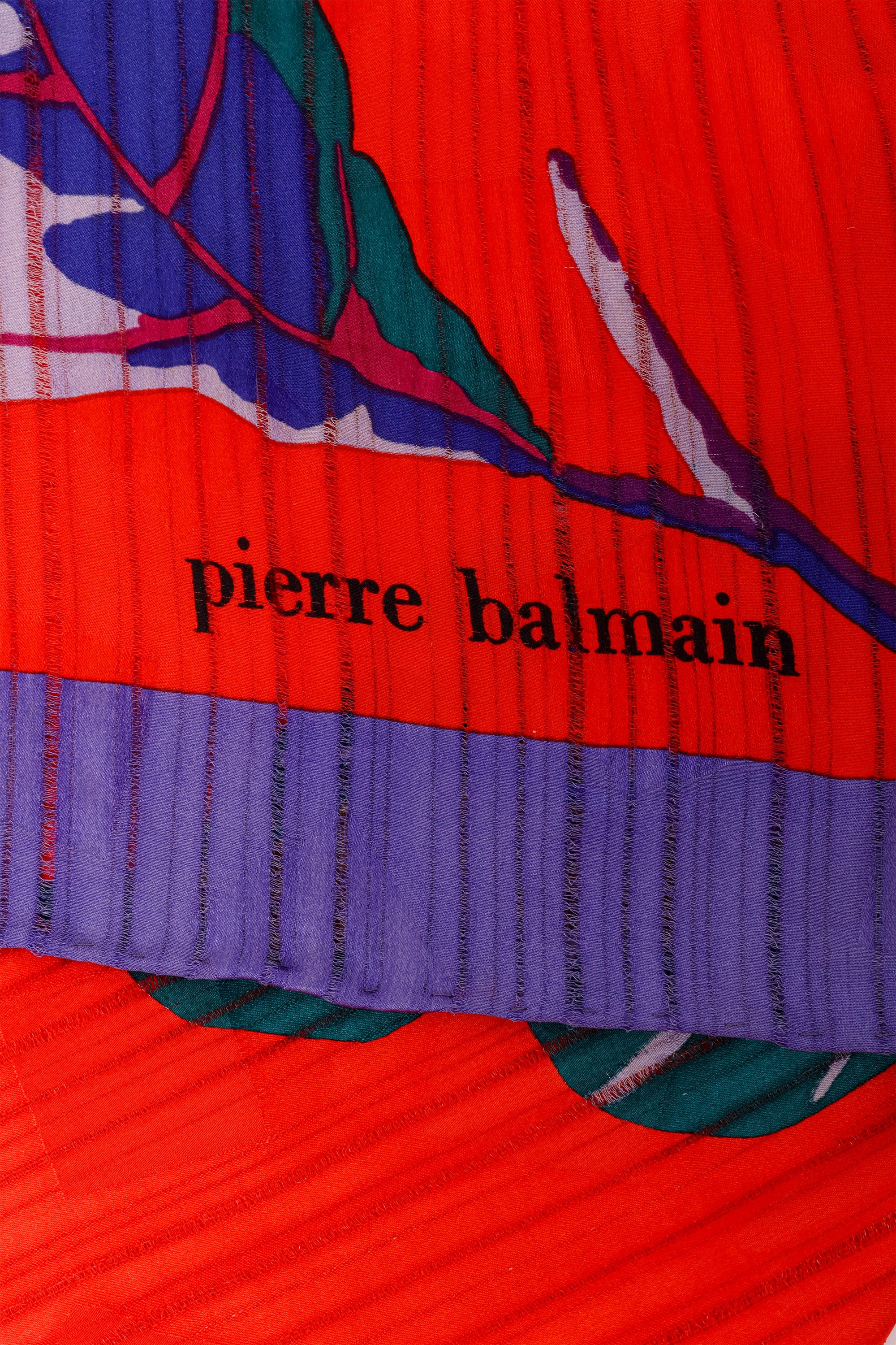 Vintage Balmain Floral Sheer Jacquard Stripe Scarf logo @ Recess LA