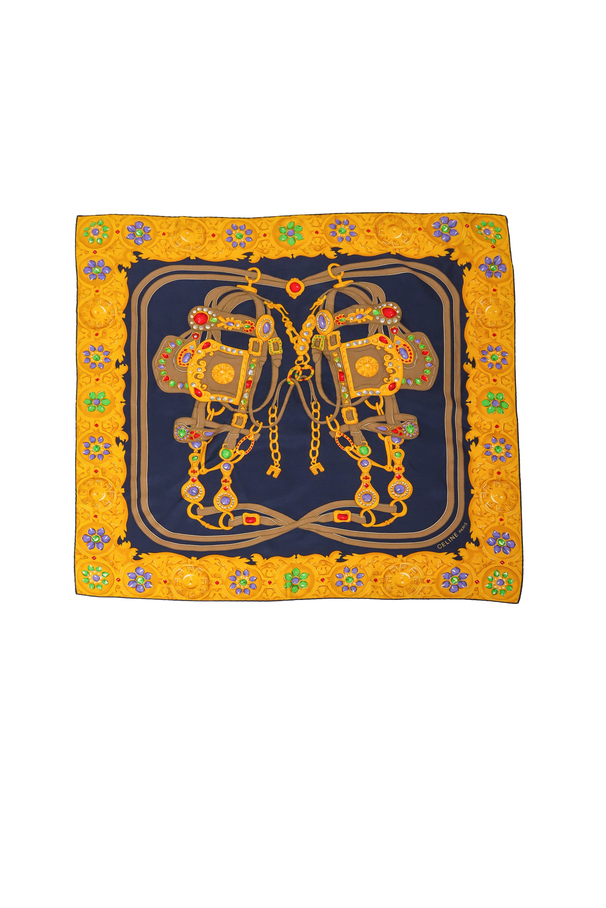 Vintage Celine Jeweled Equestrian Bridle Scarf @ Recess LA