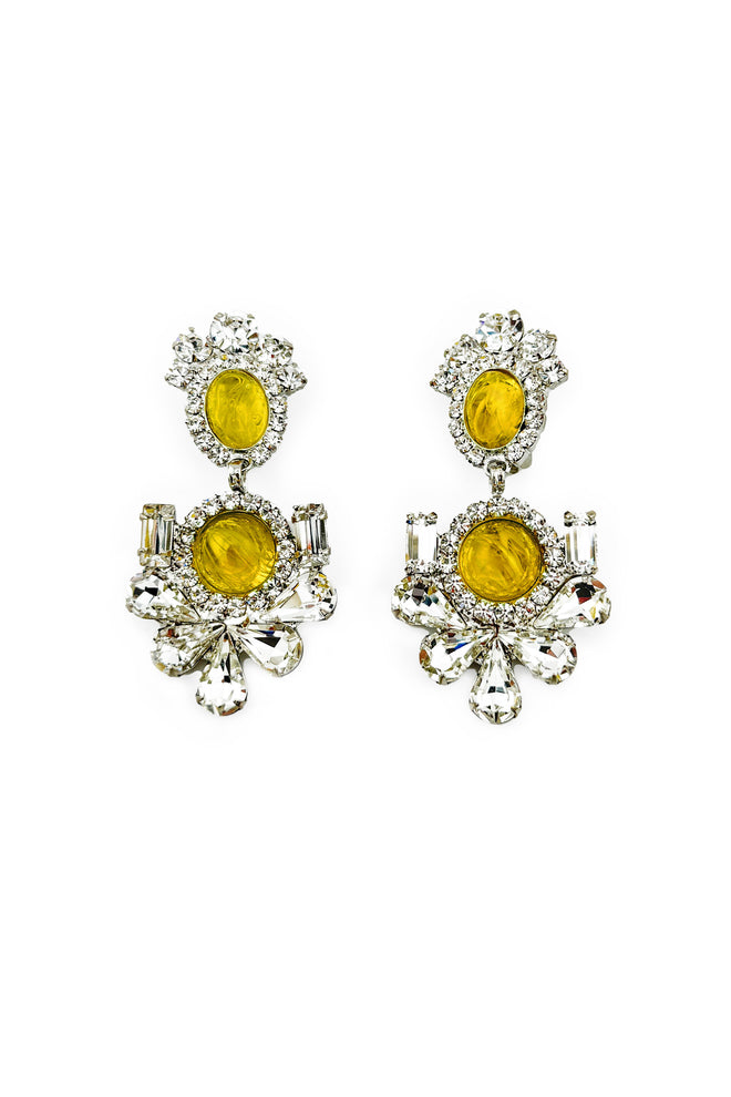 Rhinestone Cabochon Drop Earrings by Moans @recessla