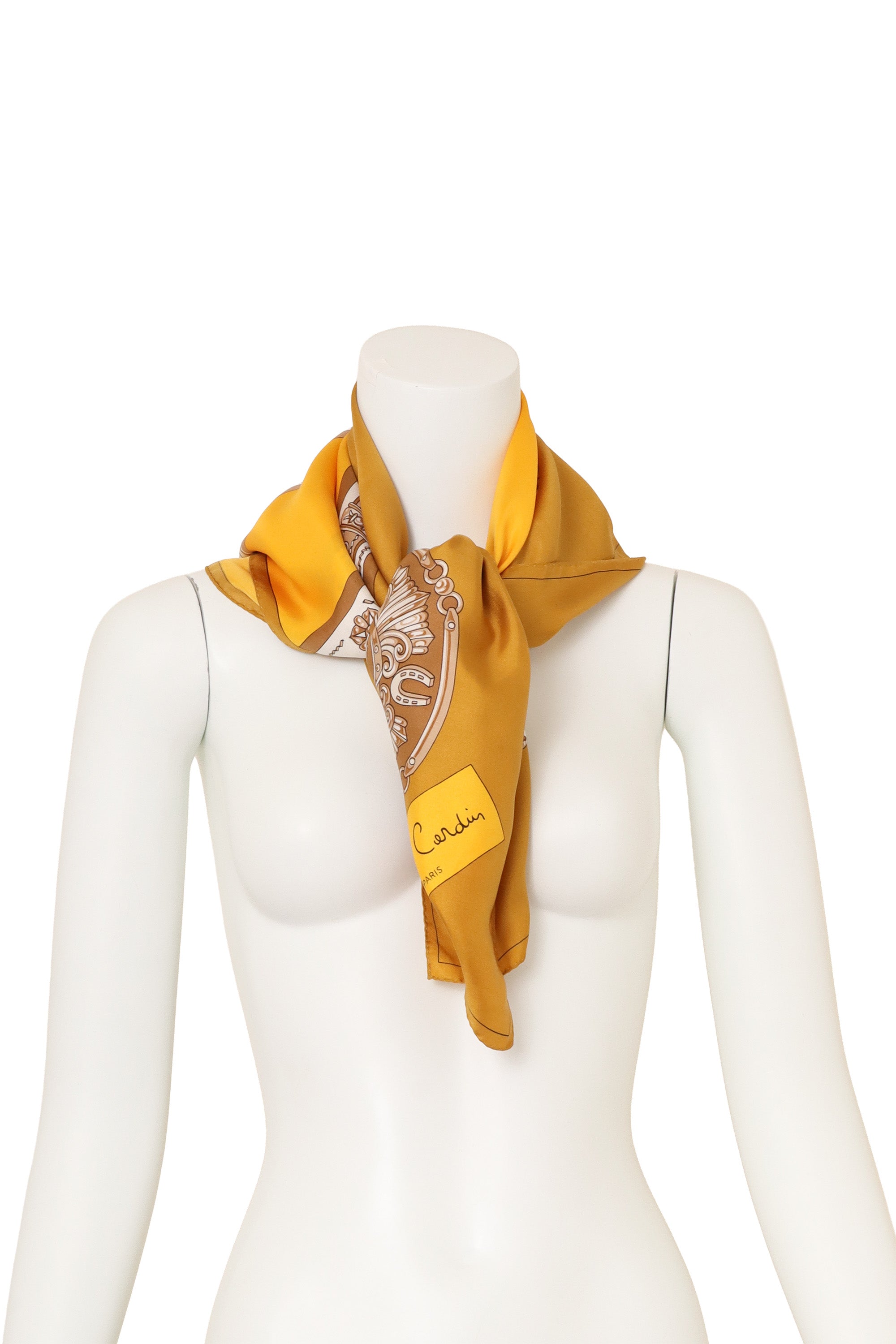 Vintage Pierre Cardin Equestrian Trim Colorblock Scarf on mannequin @ Recess LA