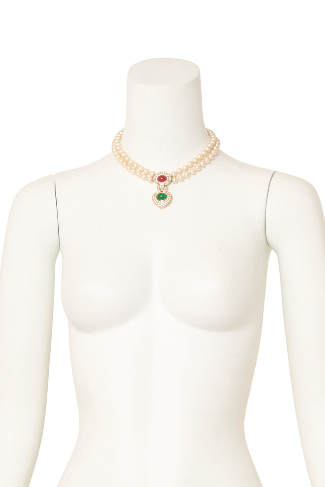 Double strand faux pearl necklace by Ciner on mannequin @ Recess LA