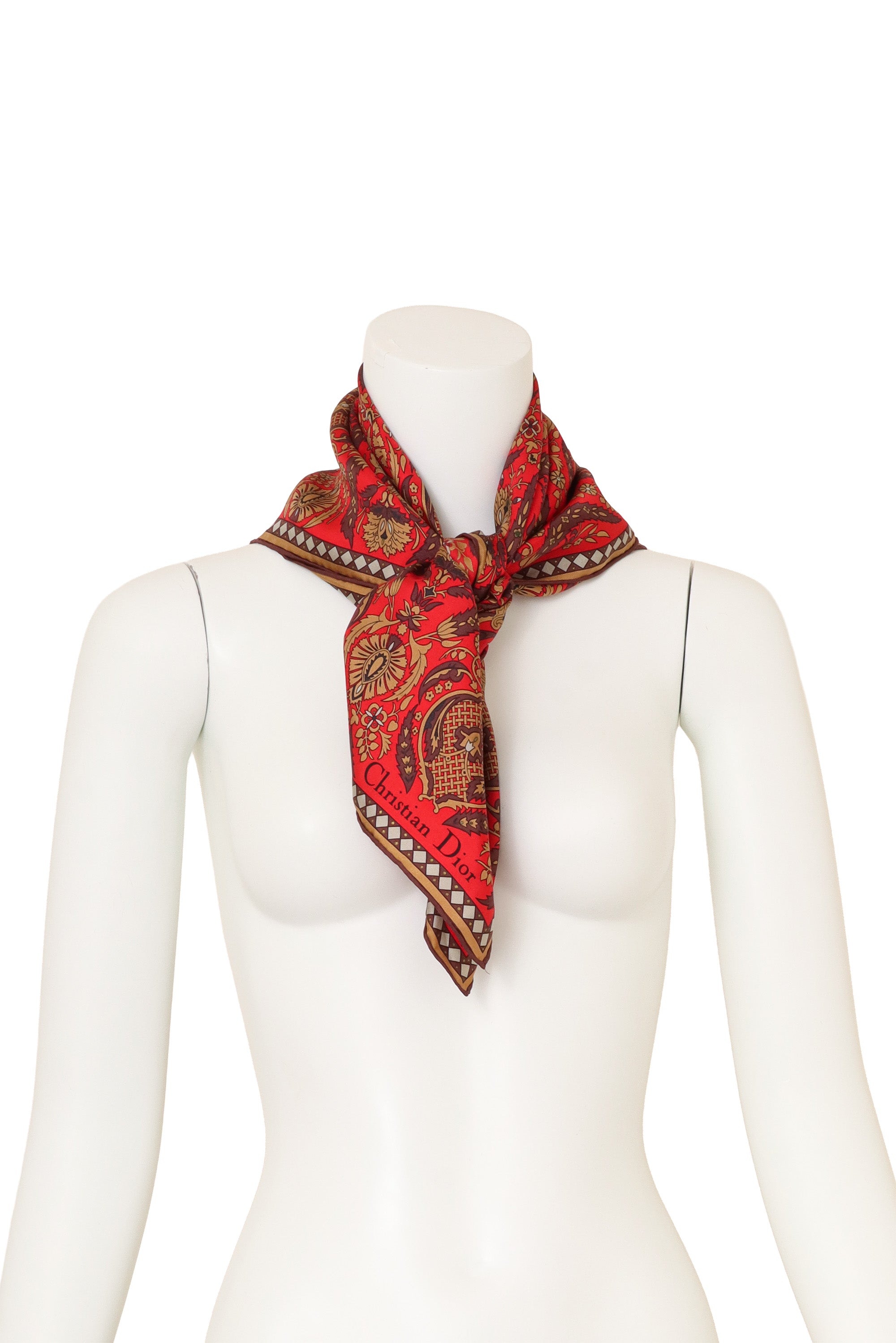 Vintage Christian Dior Petite Paisley Motif Scarf on mannequin @ Recess LA