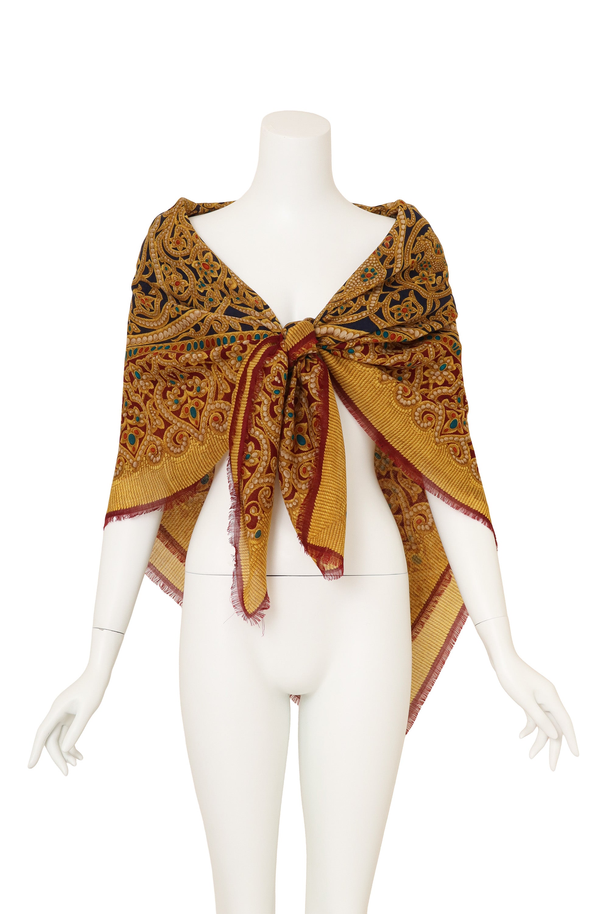 Large Jewel Filigree Fringe Scarf
