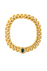 Link necklace with emerald cabochon center by Pierre Erwin Pearl @ Recess LA 