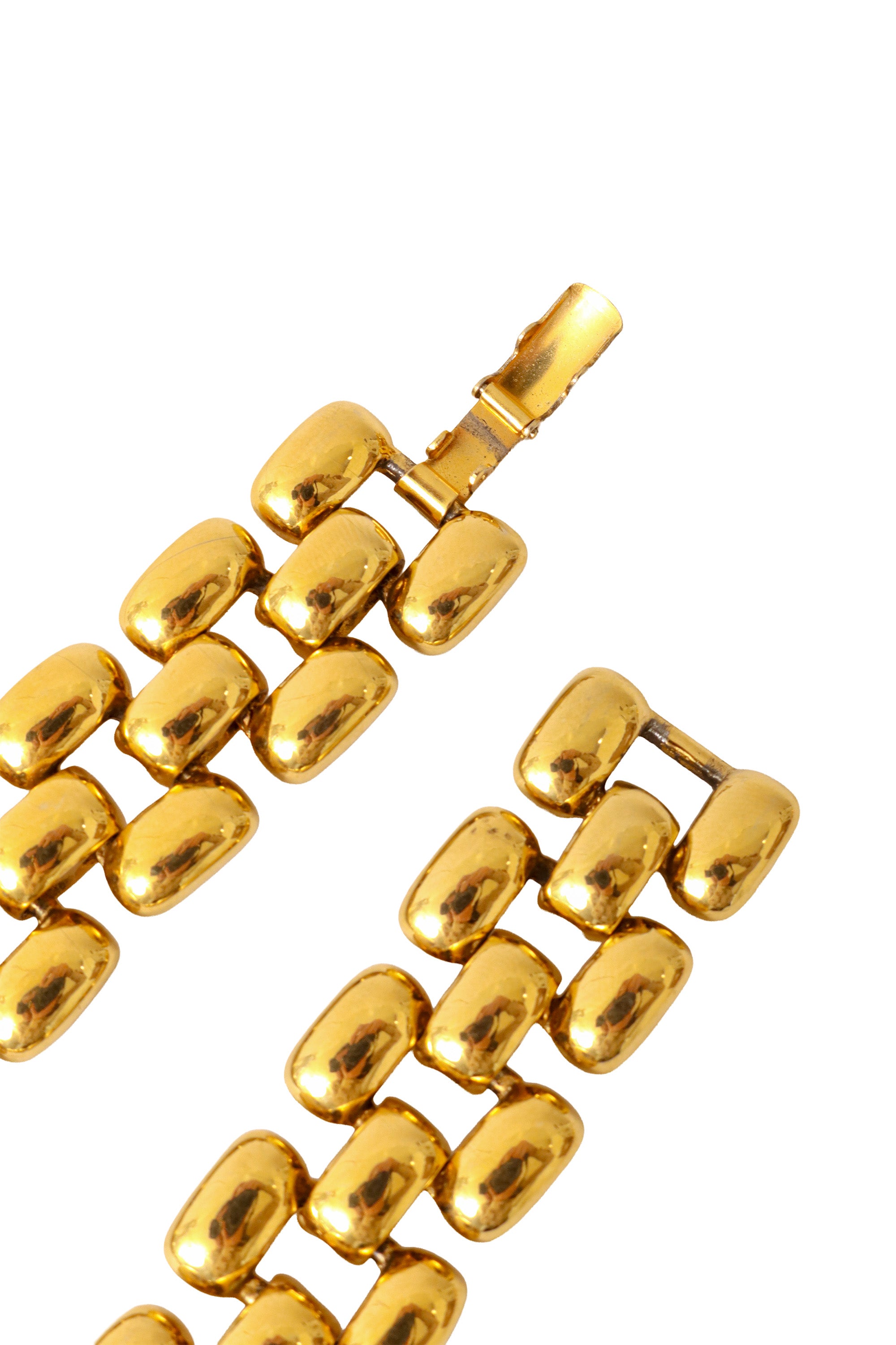 Link necklace with emerald cabochon center by Pierre Erwin Pearl closure @ Recess LA 