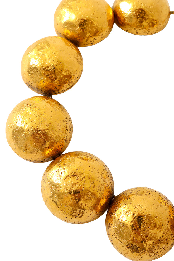 Hammered dome collar necklace with oversized sculptural gold spheres by Lanvin up close @ Recess LA