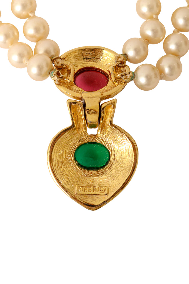 Double strand faux pearl necklace by Ciner signature @ Recess LA