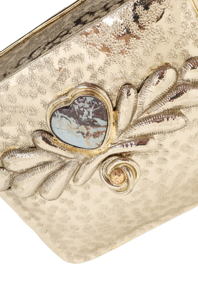 Vintage Manuel Vargo Artisan Silver Heart Stone Bag clasp close @ Recess LA
