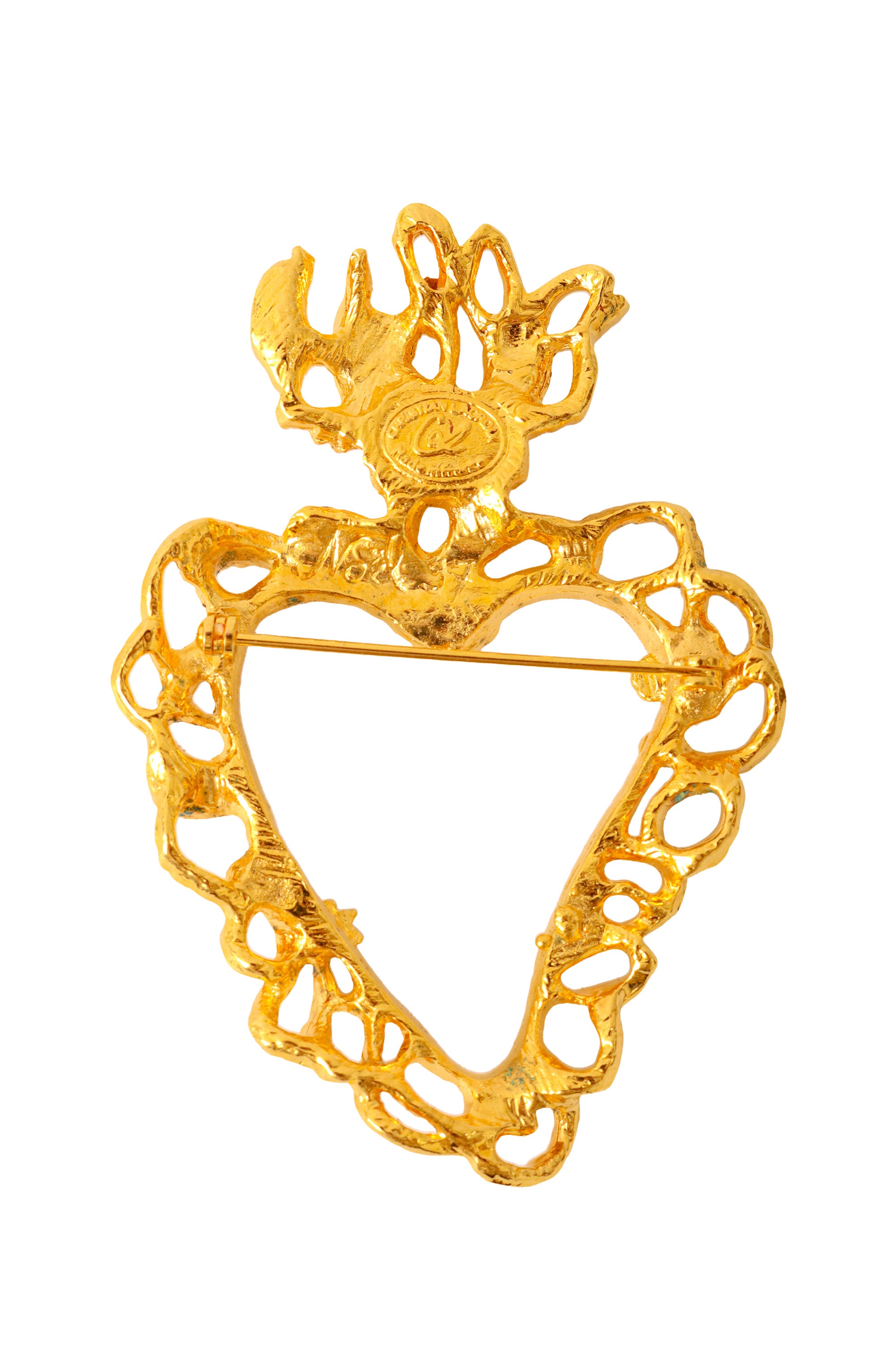 gold heart brooch by Christian Lacroix back closed @ Recess LA