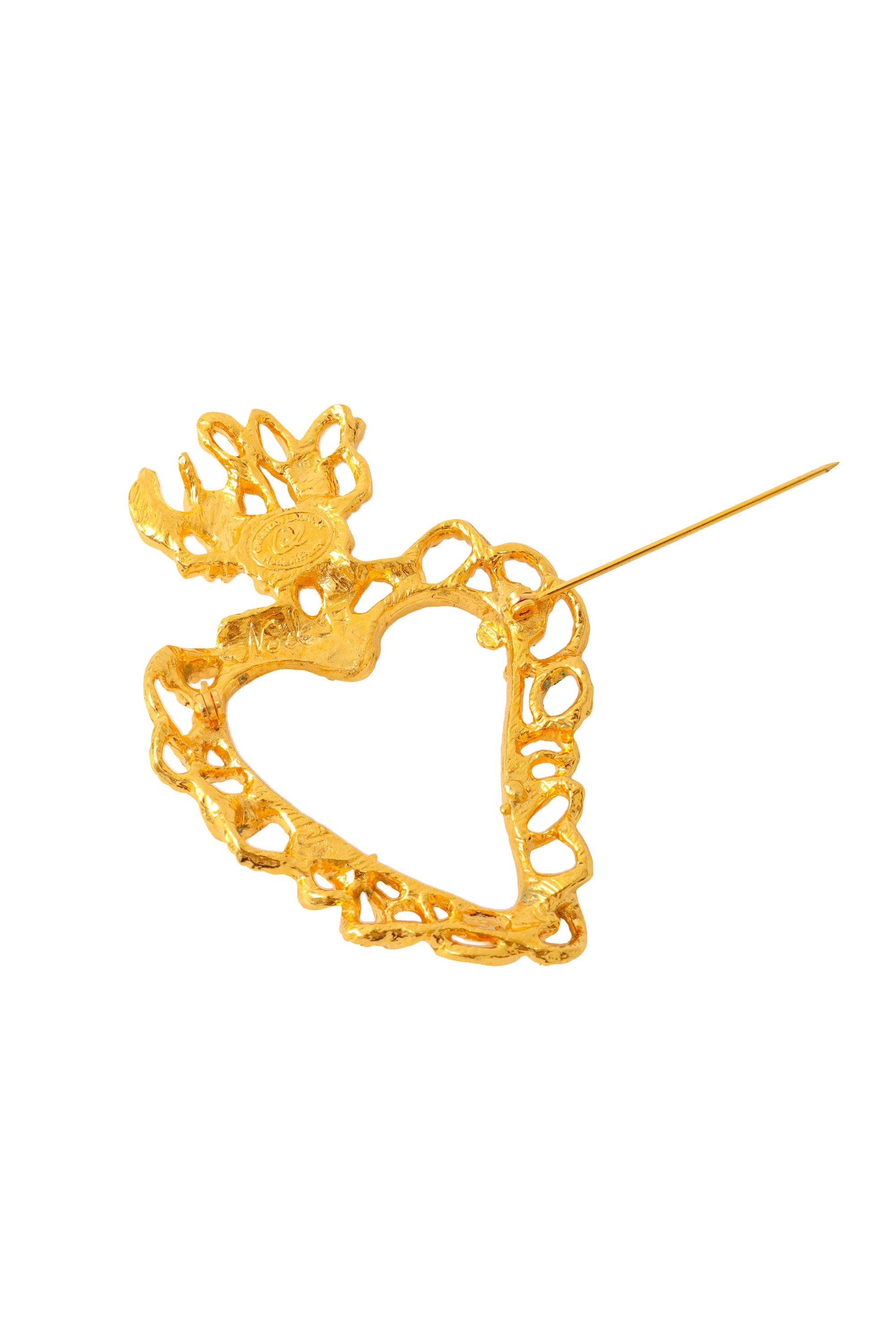 gold heart brooch by Christian Lacroix back open @ Recess LA