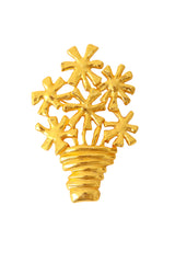 Sculptural floral bouquet brooch with textured gold flowers in a gathered vase by Hanae Mori @ Recess LA 