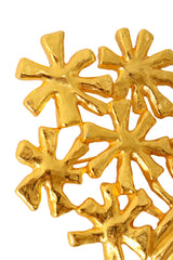 Sculptural floral bouquet brooch with textured gold flowers in a gathered vase by Hanae Mori up close @ Recess LA 