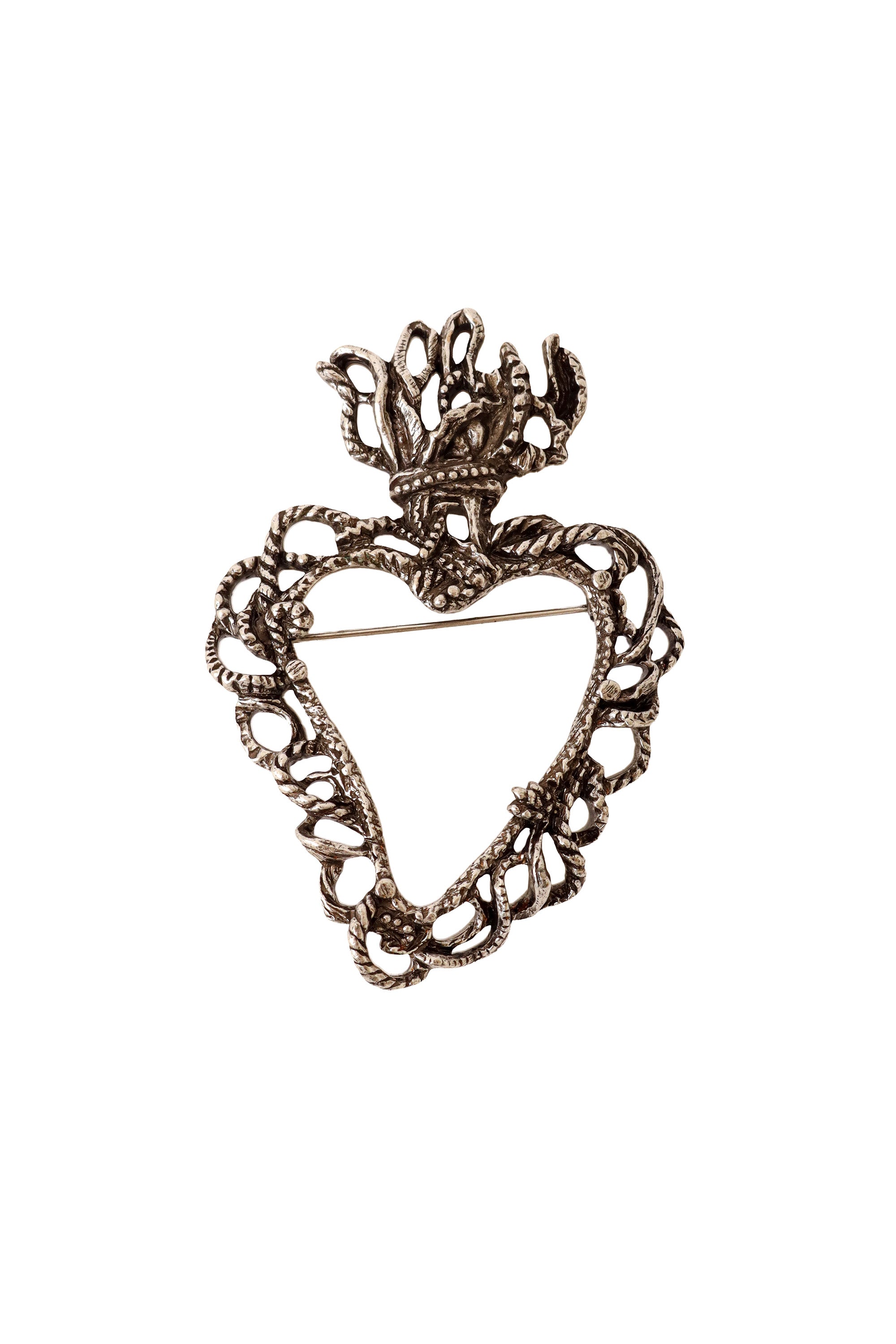 silver heart brooch by Christian Lacroix @ Recess LA