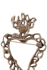 heart brooch by Christian Lacroix logo and etching @ Recess LA