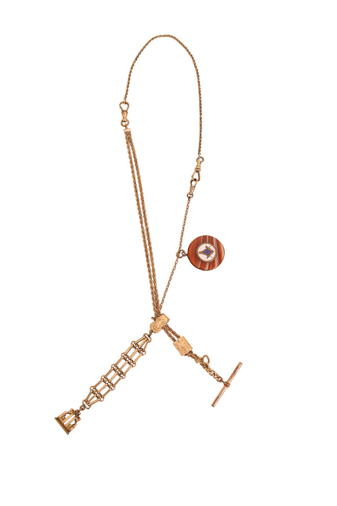Unsigned Vintage Masonic Fob Charm Drop Necklace @ Recess LA 
