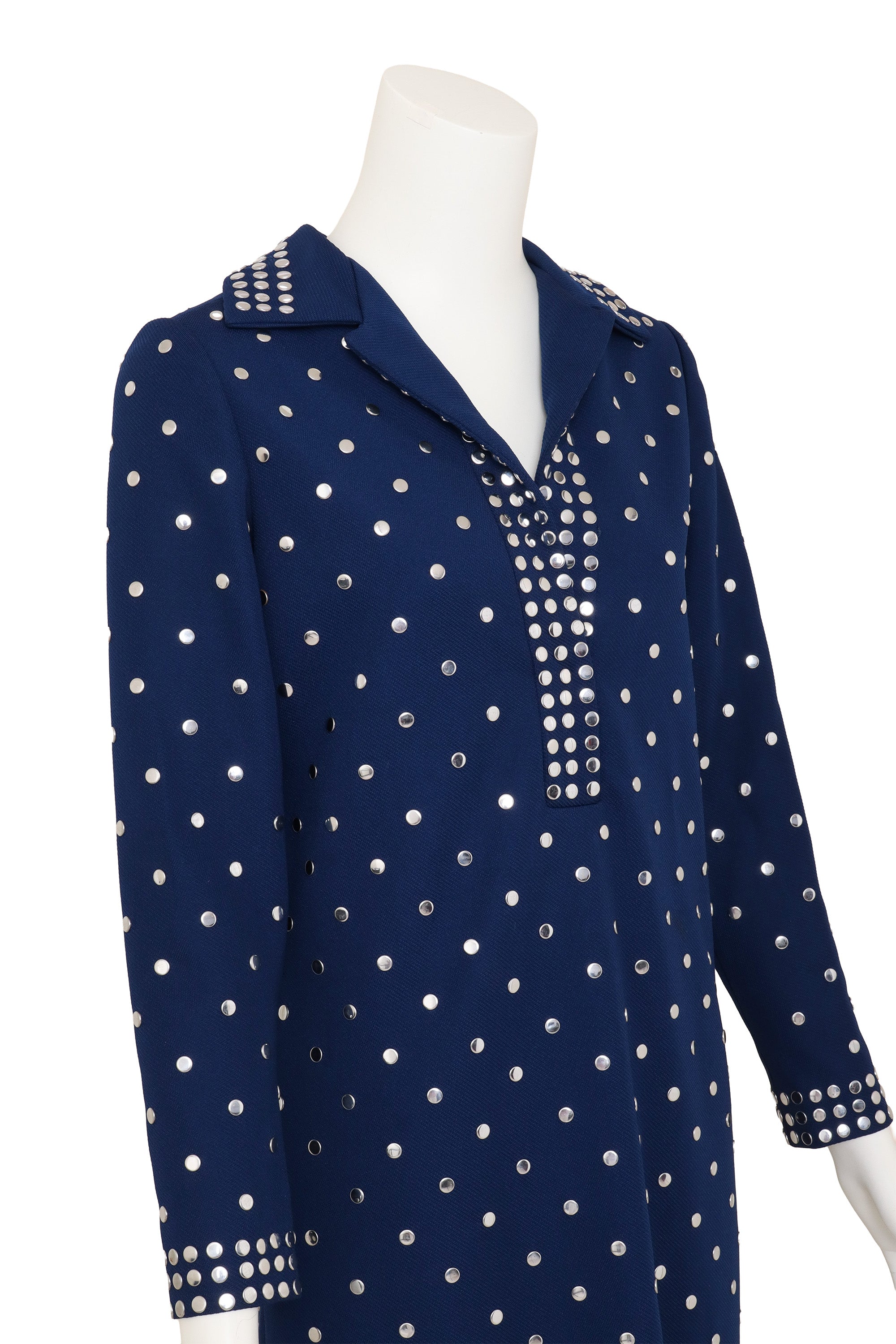 Vintage Donald Brooks Circle Stud Shirt Dress on mannequin close @ Recess LA