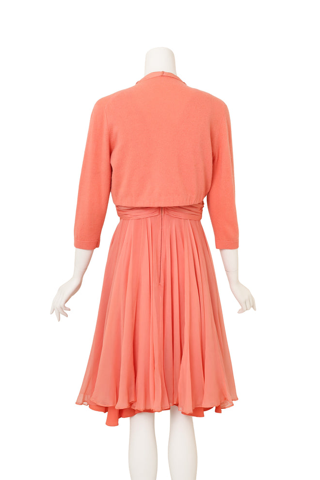Vintage Terry Allen Beaded Chiffon Dress & Cardigan Set on mannequin back @ Recess LA